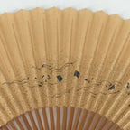 Japanese Folding Fan Vtg Sensu Bamboo Frame Paper Golden Glitter 4D593