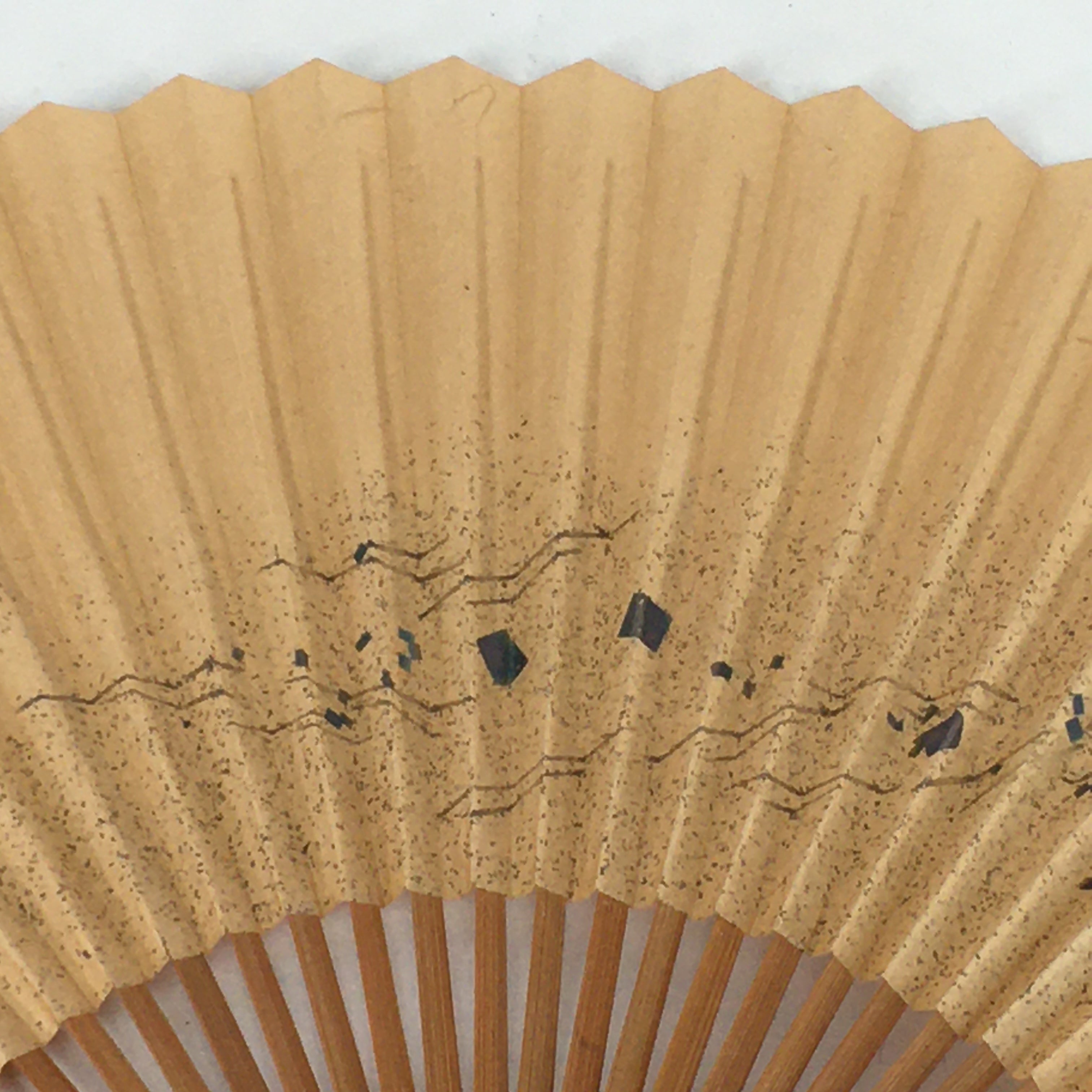 Japanese Folding Fan Vtg Sensu Bamboo Frame Paper Golden Glitter 4D593