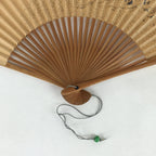 Japanese Folding Fan Vtg Sensu Bamboo Frame Paper Golden Glitter 4D593
