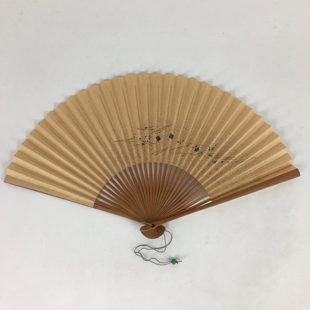 Japanese Folding Fan Vtg Sensu Bamboo Frame Paper Golden Glitter 4D593