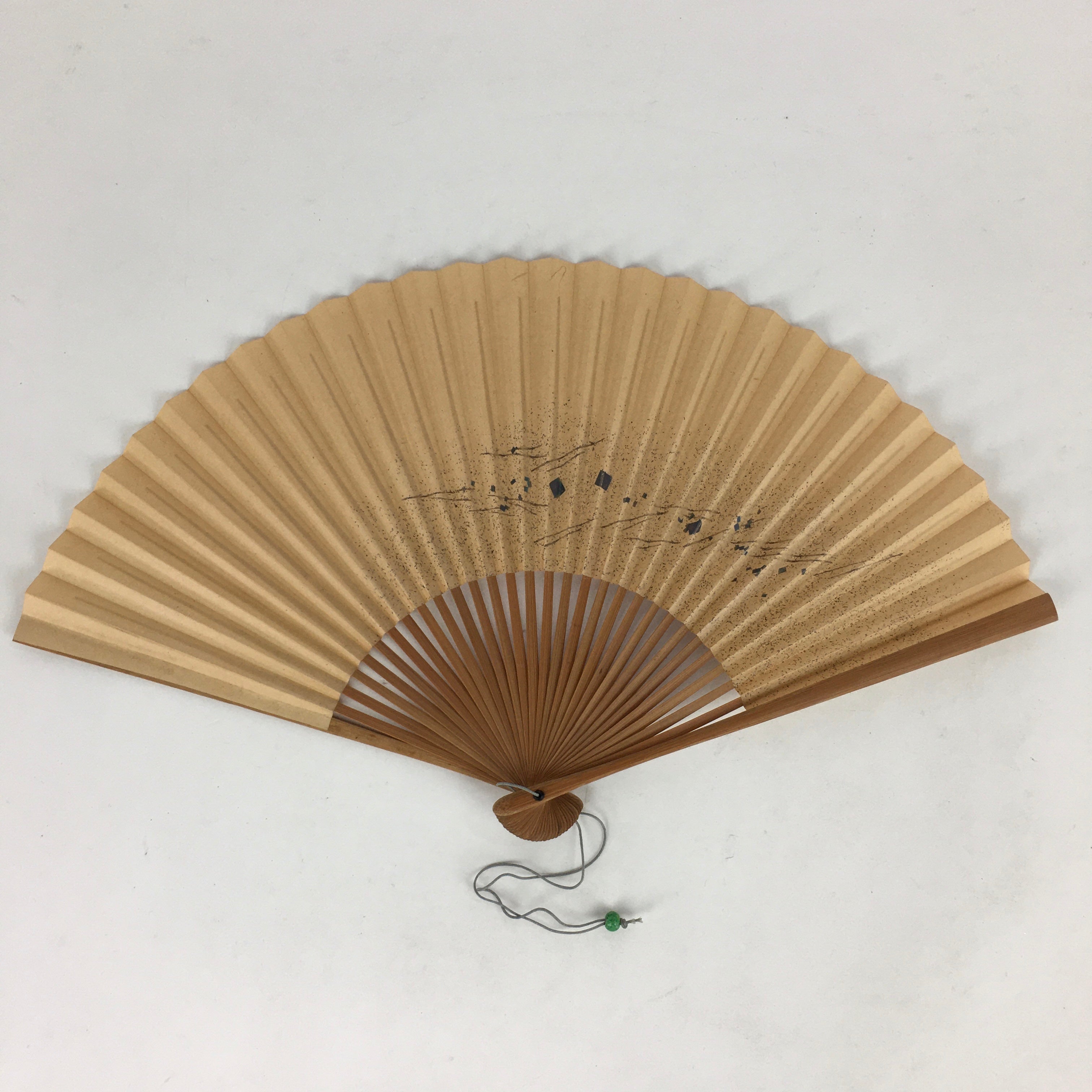 Japanese Folding Fan Vtg Sensu Bamboo Frame Paper Golden Glitter 4D593