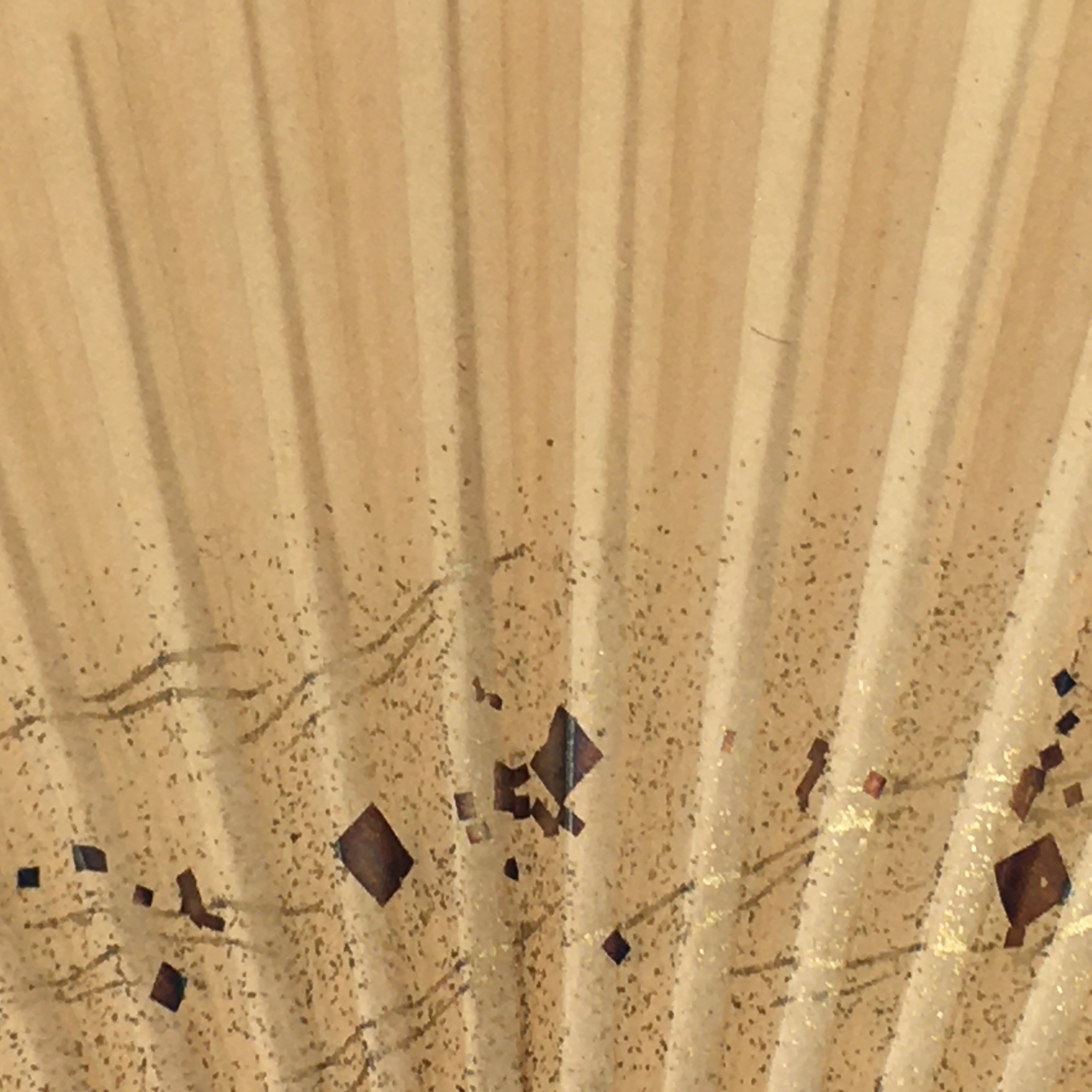 Japanese Folding Fan Vtg Sensu Bamboo Frame Paper Golden Glitter 4D600