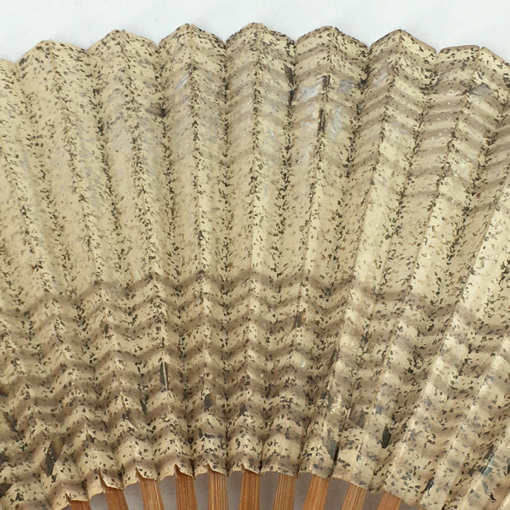 Japanese Folding Fan Vtg Sensu Bamboo Frame Paper Golden Glitter 4D601