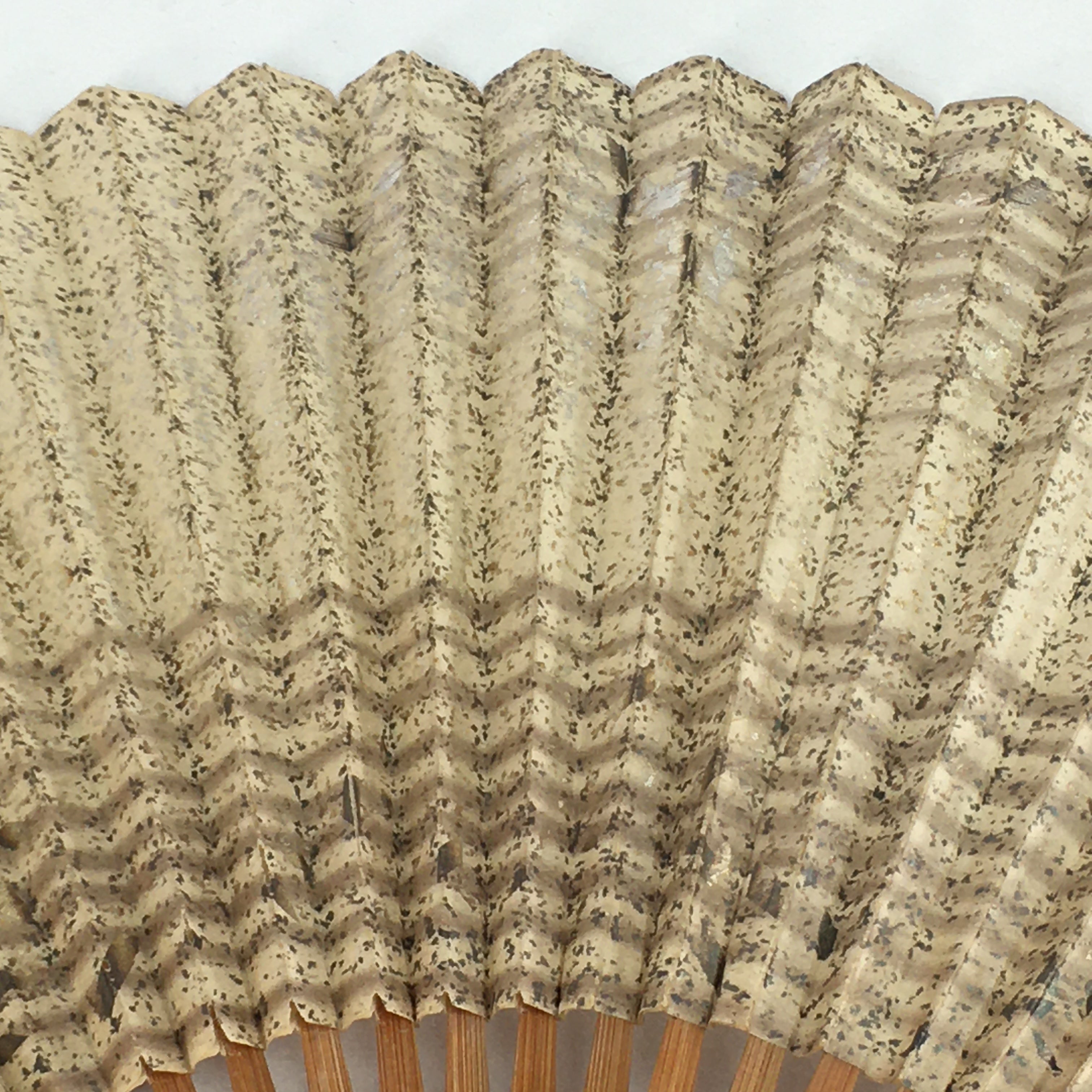 Japanese Folding Fan Vtg Sensu Bamboo Frame Paper Golden Glitter 4D601