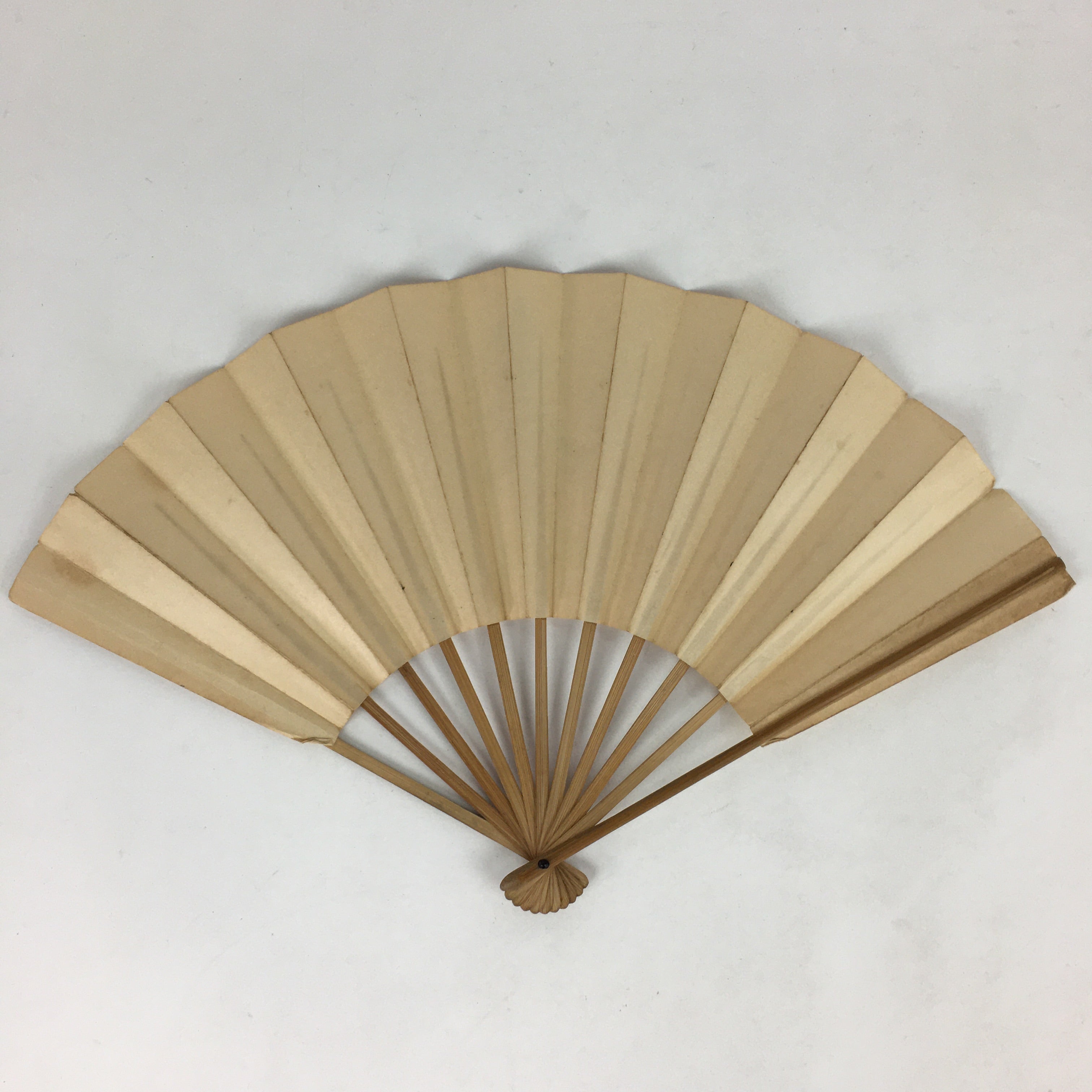 Japanese Folding Fan Vtg Sensu Bamboo Frame Paper Kanji Celebration 4D621