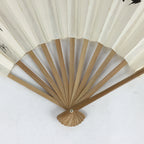 Japanese Folding Fan Vtg Sensu Bamboo Frame Paper Kanji Celebration 4D626