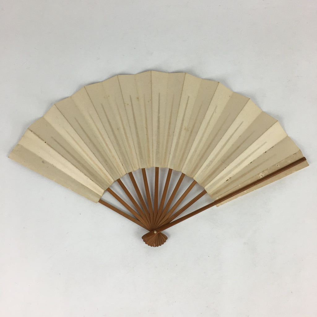 Japanese Folding Fan Vtg Sensu Bamboo Frame Paper Kimono Boy 4D624