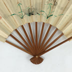 Japanese Folding Fan Vtg Sensu Bamboo Frame Paper Kimono Boy 4D624