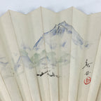 Japanese Folding Fan Vtg Sensu Bamboo Frame Paper Memorial 4D629