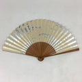 Japanese Folding Fan Vtg Sensu Bamboo Frame Paper Silver Glitter 4D594