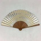 Japanese Folding Fan Vtg Sensu Bamboo Frame Paper Silver Glitter 4D594