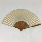 Japanese Folding Fan Vtg Sensu Bamboo Frame Paper Silver Glitter 4D598