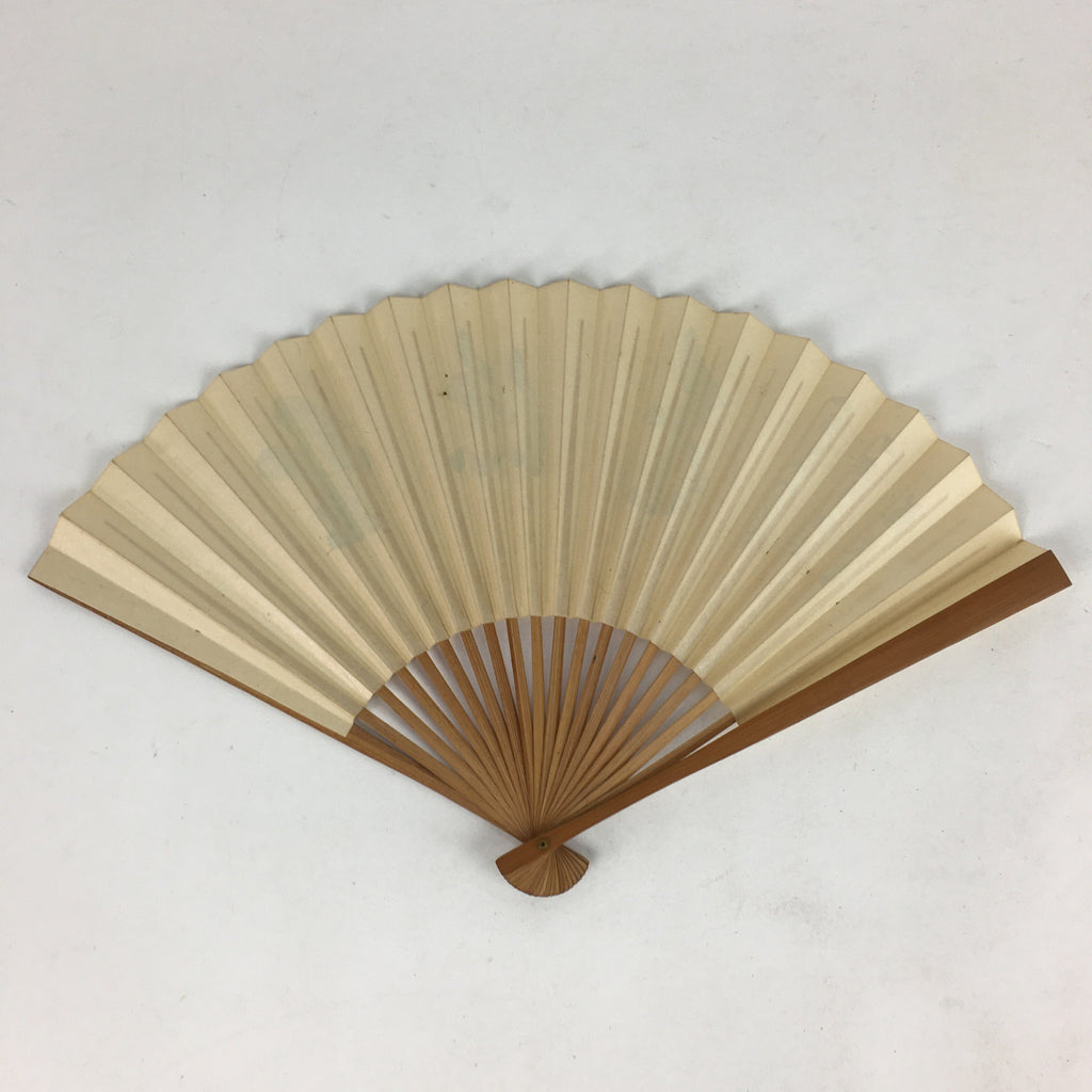 Japanese Folding Fan Vtg Sensu Bamboo Frame Shiny Paper Kanji 4D58