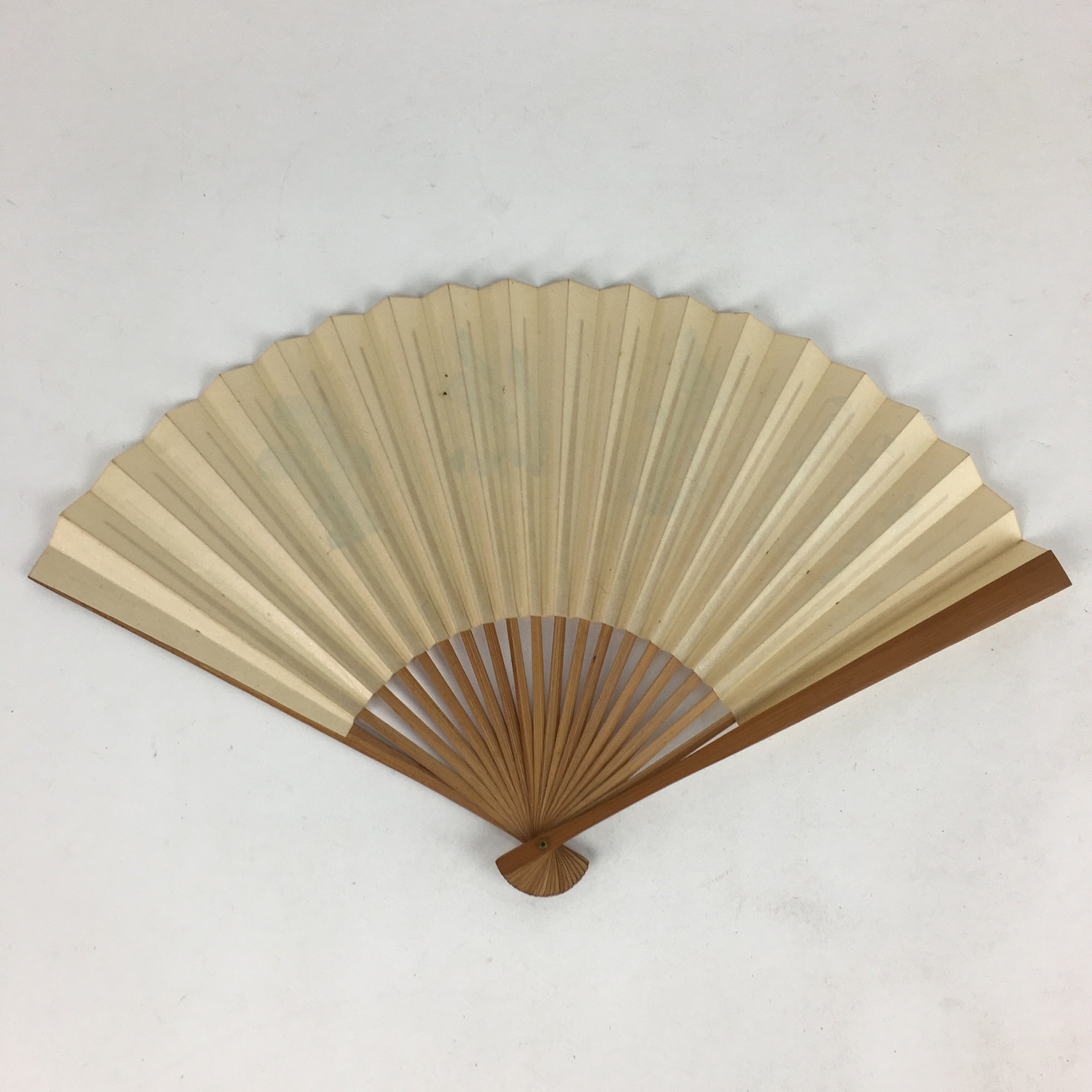 Japanese Folding Fan Vtg Sensu Bamboo Frame Shiny Paper Kanji 4D58