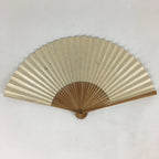 Japanese Folding Fan Vtg Sensu Bamboo Frame Silver Paper Birds 4D614