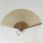 Japanese Folding Fan Vtg Sensu Bamboo Frame Silver Paper Birds 4D616