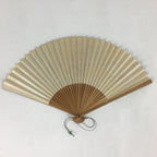 Japanese Folding Fan Vtg Sensu Bamboo Frame Silver Paper Birds 4D618