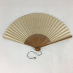 Japanese Folding Fan Vtg Sensu Bamboo Frame Silver Paper Birds 4D619