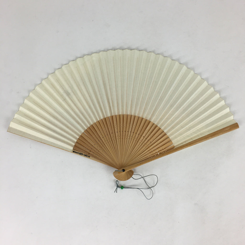 Japanese Folding Fan Vtg Sensu Bamboo Frame White Paper Cricket 4D596