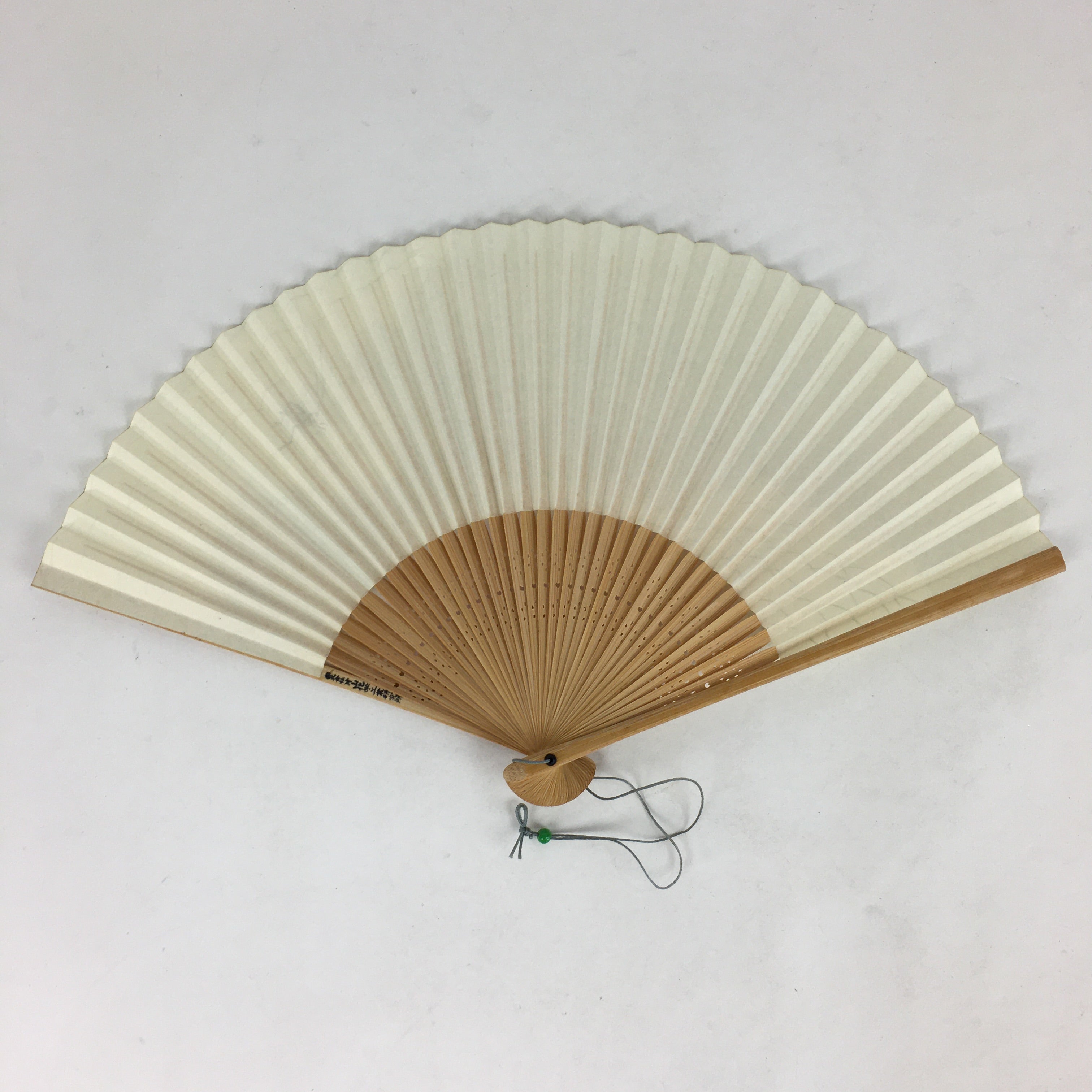 Japanese Folding Fan Vtg Sensu Bamboo Frame White Paper Cricket 4D596