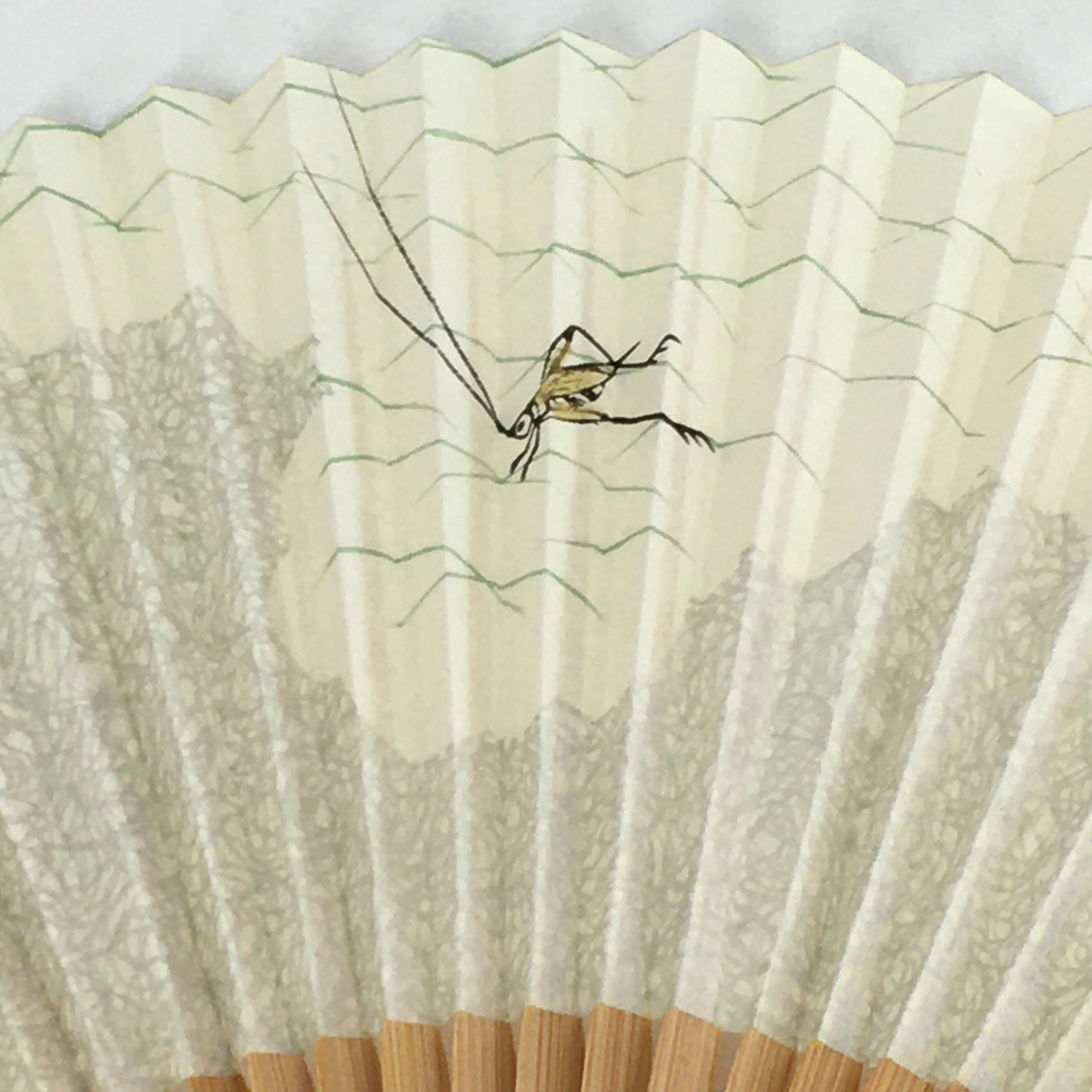 Japanese Folding Fan Vtg Sensu Bamboo Frame White Paper Cricket 4D596