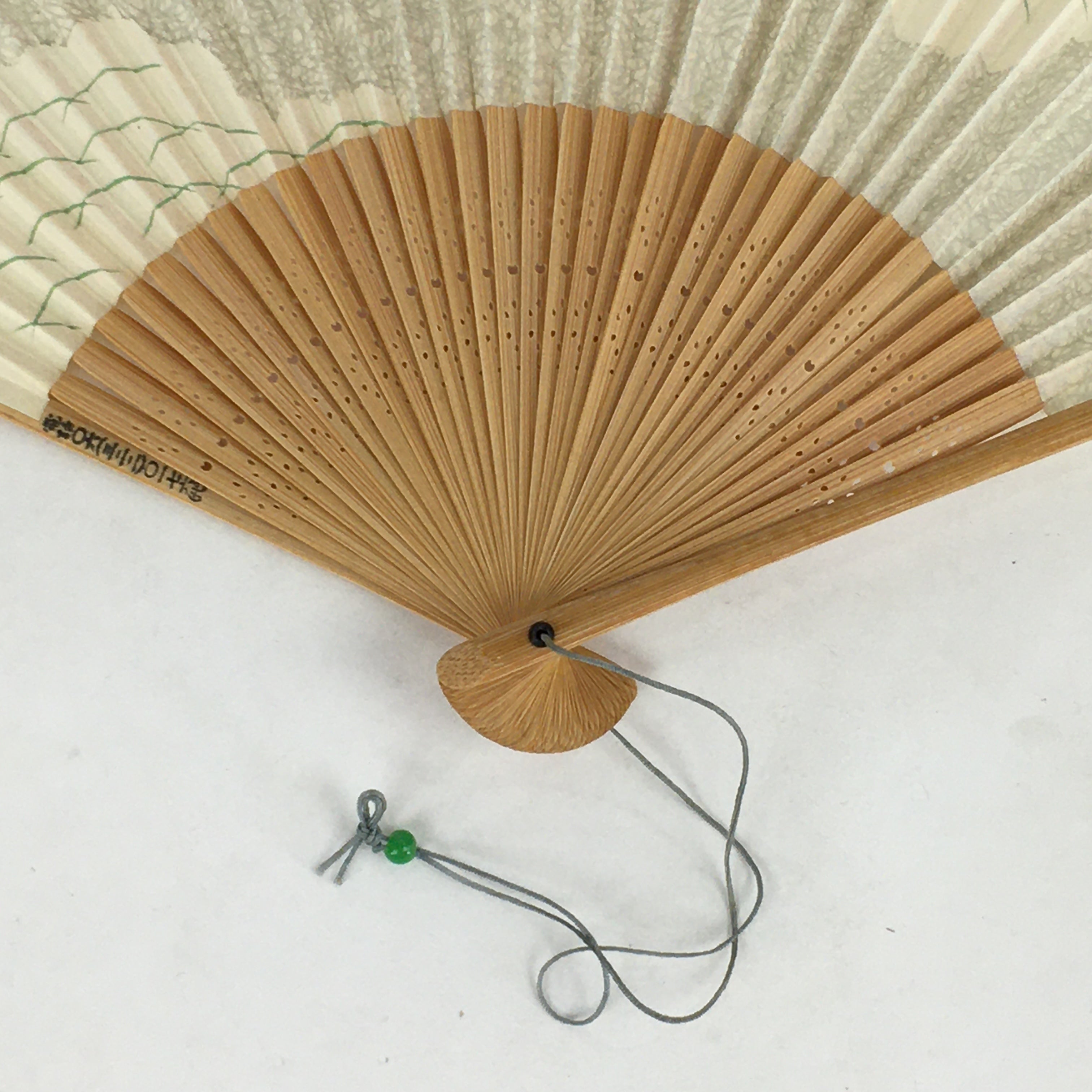 Japanese Folding Fan Vtg Sensu Bamboo Frame White Paper Cricket 4D596