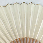 Japanese Folding Fan Vtg Sensu Bamboo Frame White Plain Paper 4D605