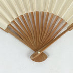 Japanese Folding Fan Vtg Sensu Bamboo Frame White Plain Paper 4D605