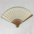 Japanese Folding Fan Vtg Sensu Bamboo Frame White Plain Paper 4D605