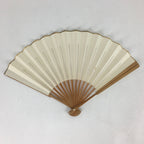 Japanese Folding Fan Vtg Sensu Bamboo Frame White Plain Paper 4D605