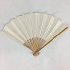 Japanese Folding Fan Vtg Sensu Bamboo Frame White Plain Paper 4D608