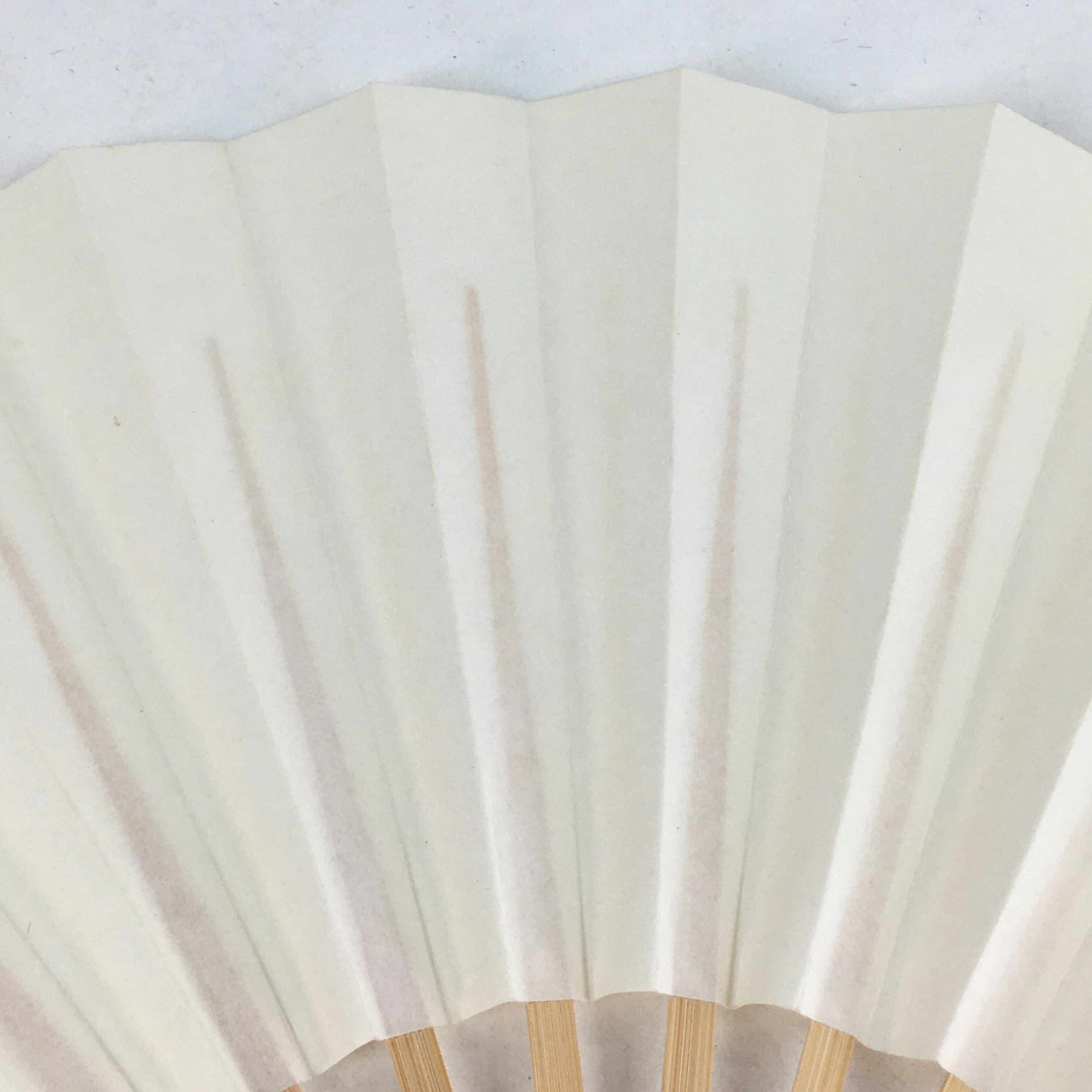 Japanese Folding Fan Vtg Sensu Bamboo Frame White Plain Paper 4D608