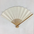 Japanese Folding Fan Vtg Sensu Bamboo Frame White Plain Paper 4D608