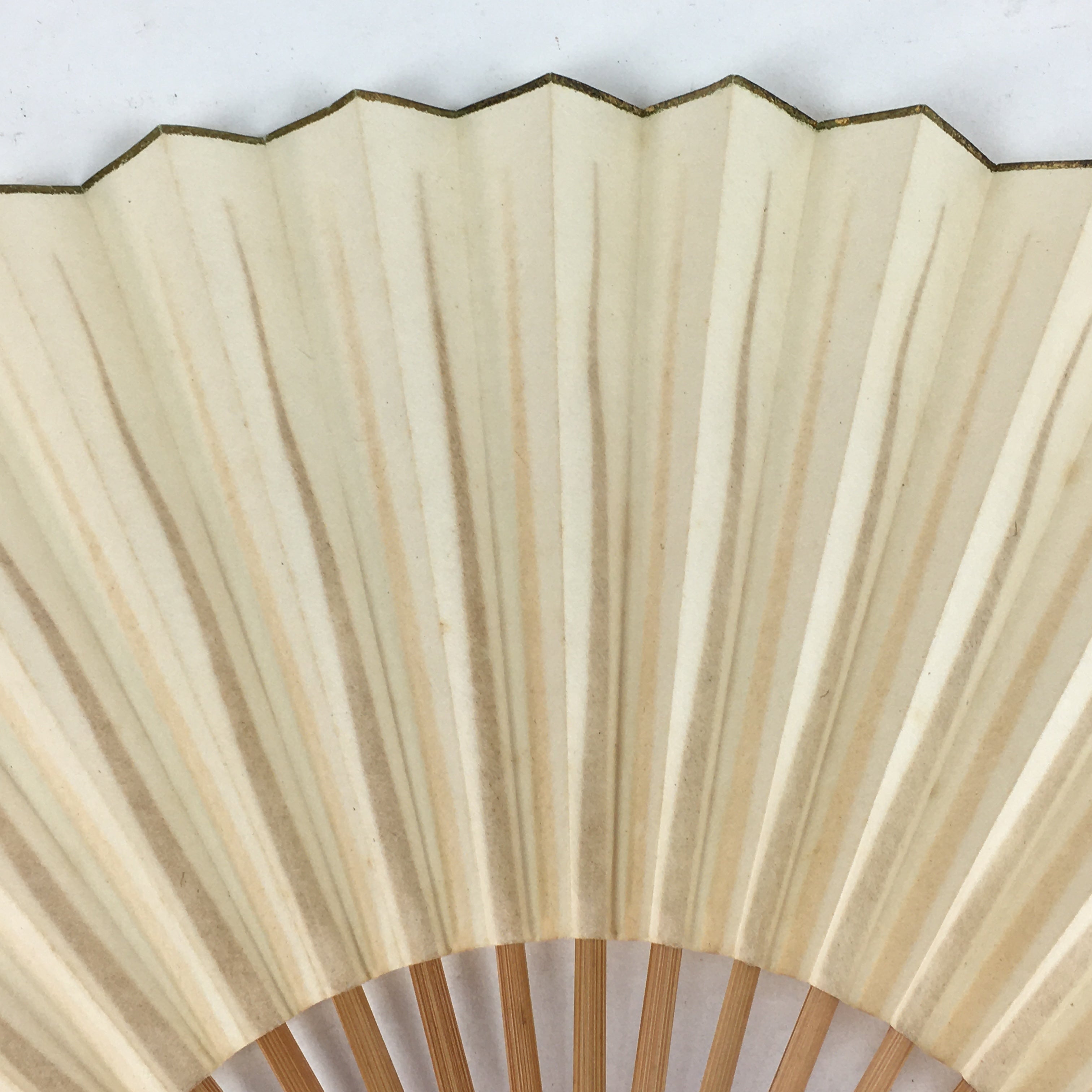 Japanese Folding Fan Vtg Sensu Bamboo Frame White Plain Paper 4D610