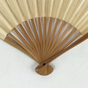 Japanese Folding Fan Vtg Sensu Bamboo Frame White Plain Paper 4D610