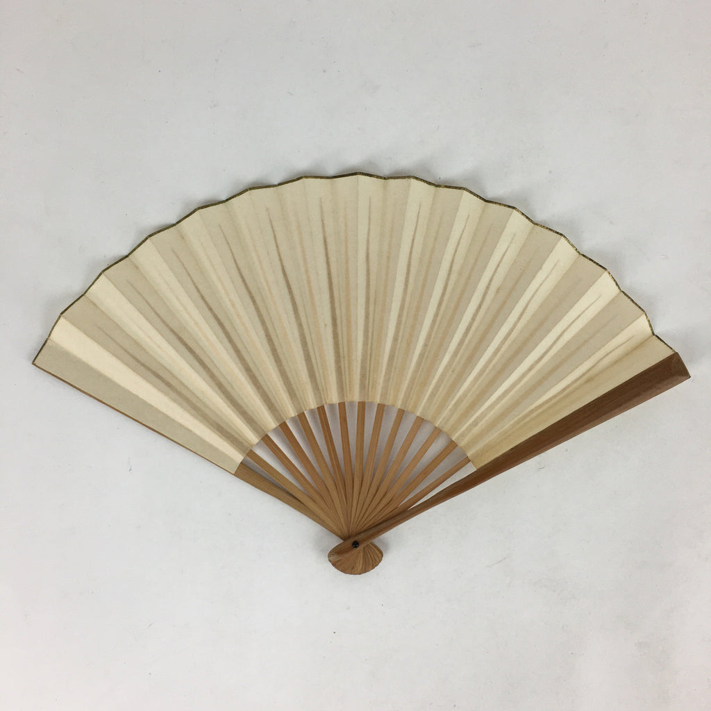 Japanese Folding Fan Vtg Sensu Bamboo Frame White Plain Paper 4D610