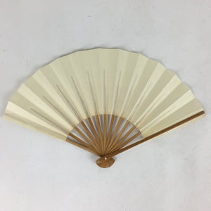 Japanese Folding Fan Vtg Sensu Bamboo Frame White Plain Paper 4D611