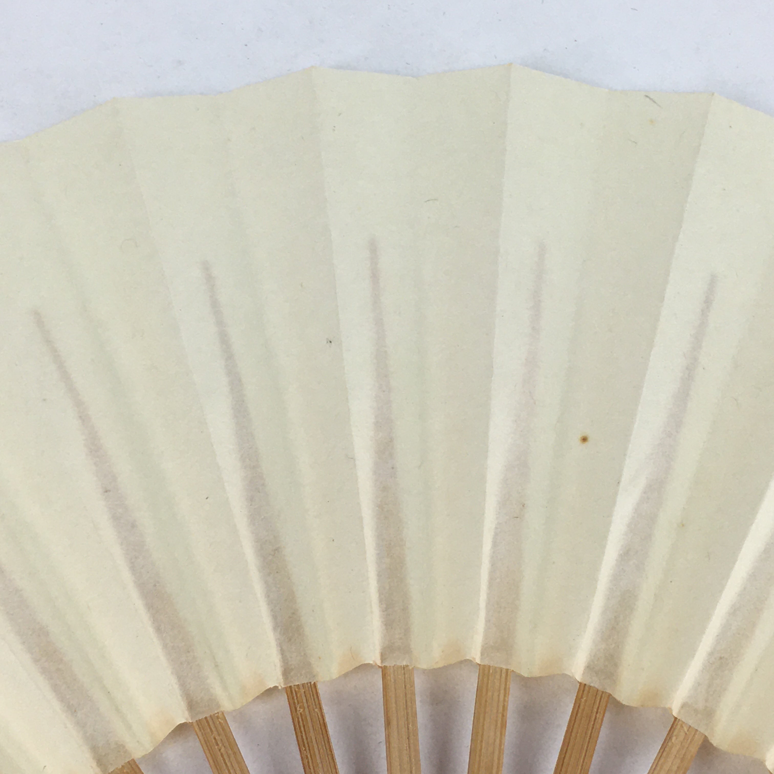 Japanese Folding Fan Vtg Sensu Bamboo Frame White Plain Paper 4D611