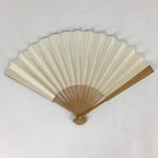 Japanese Folding Fan Vtg Sensu Bamboo Frame White Plain Paper 4D612