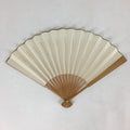 Japanese Folding Fan Vtg Sensu Bamboo Frame White Plain Paper 4D612