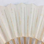 Japanese Folding Fan Vtg Sensu Bamboo Frame White Plain Paper 4D622