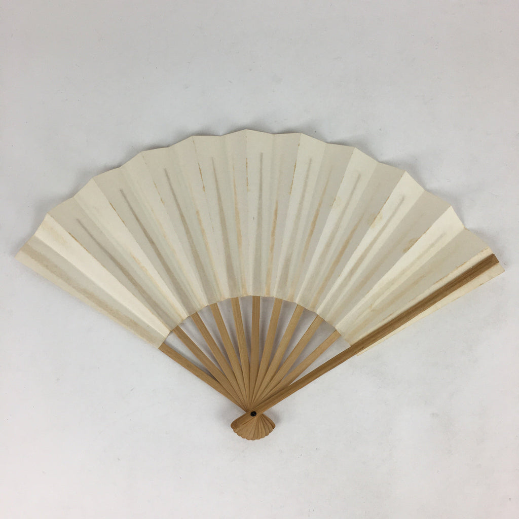 Japanese Folding Fan Vtg Sensu Bamboo Frame White Plain Paper 4D622