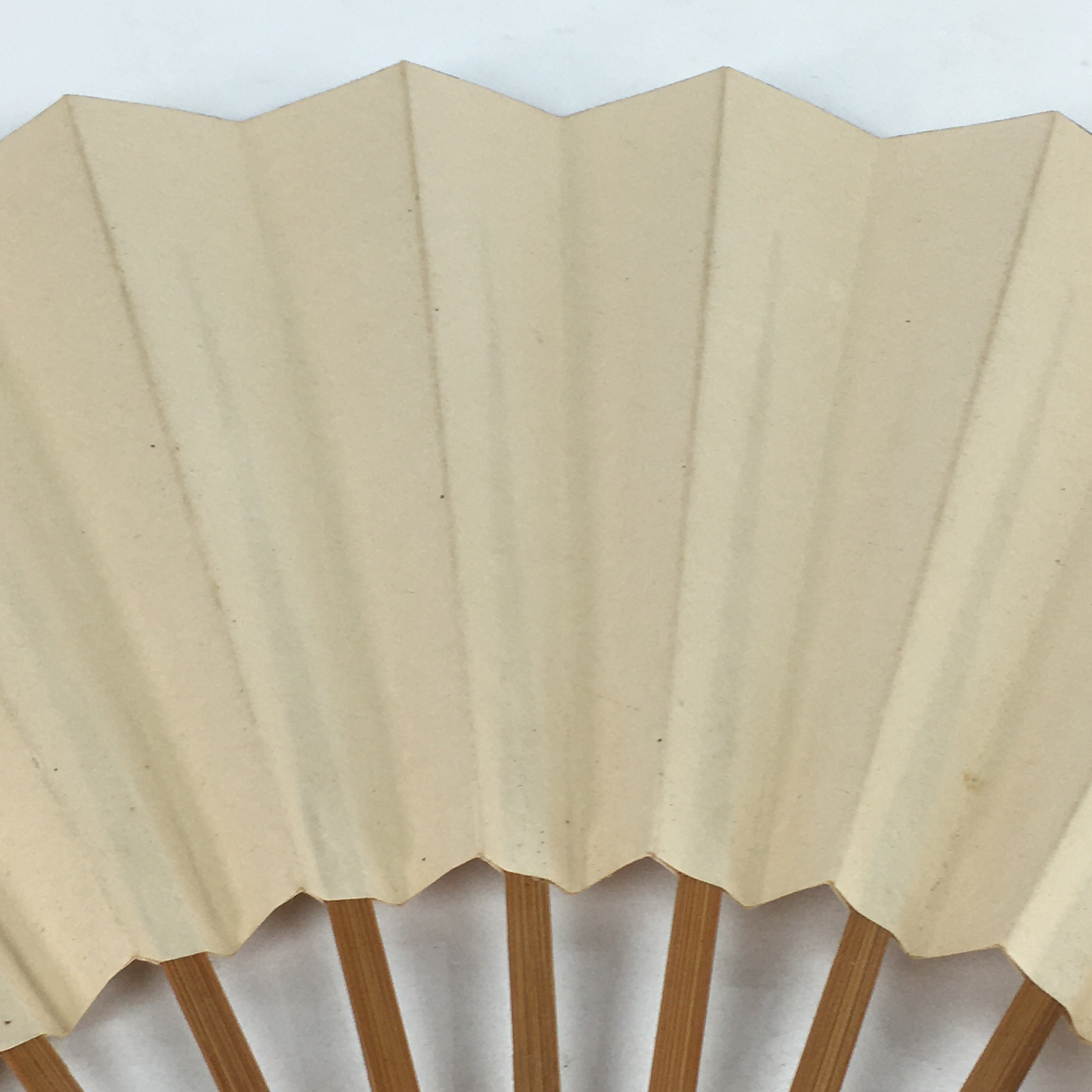 Japanese Folding Fan Vtg Sensu Bamboo Frame White Plain Paper 4D623