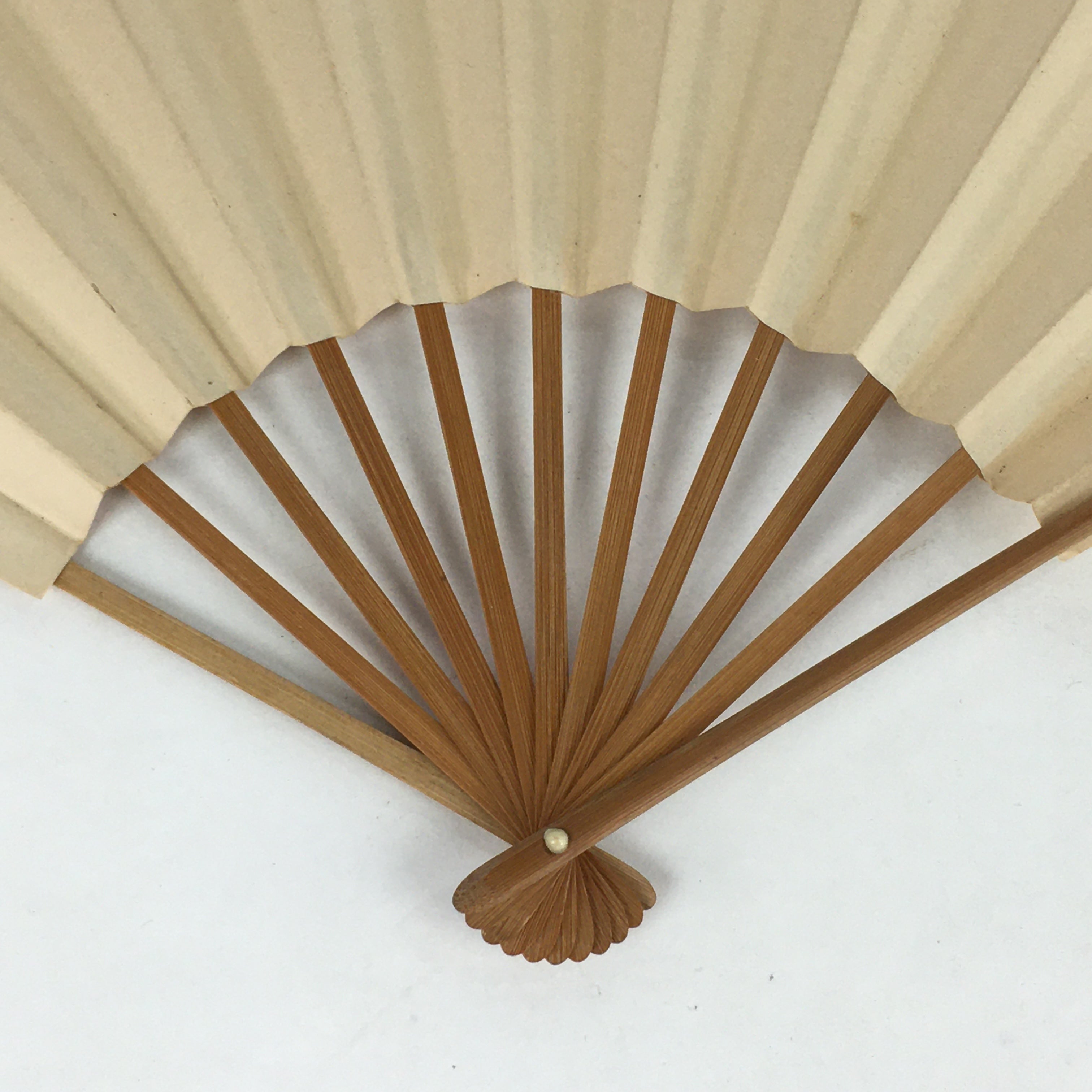 Japanese Folding Fan Vtg Sensu Bamboo Frame Paper Kimono Boy 4D624