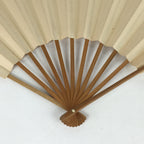 Japanese Folding Fan Vtg Sensu Bamboo Frame White Plain Paper 4D623