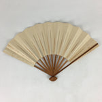 Japanese Folding Fan Vtg Sensu Bamboo Frame White Plain Paper 4D628