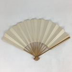 Japanese Folding Fan Vtg Sensu Bamboo Frame White Plain Paper 4D630