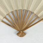 Japanese Folding Fan Vtg Sensu Bamboo Frame White Plain Paper 4D630