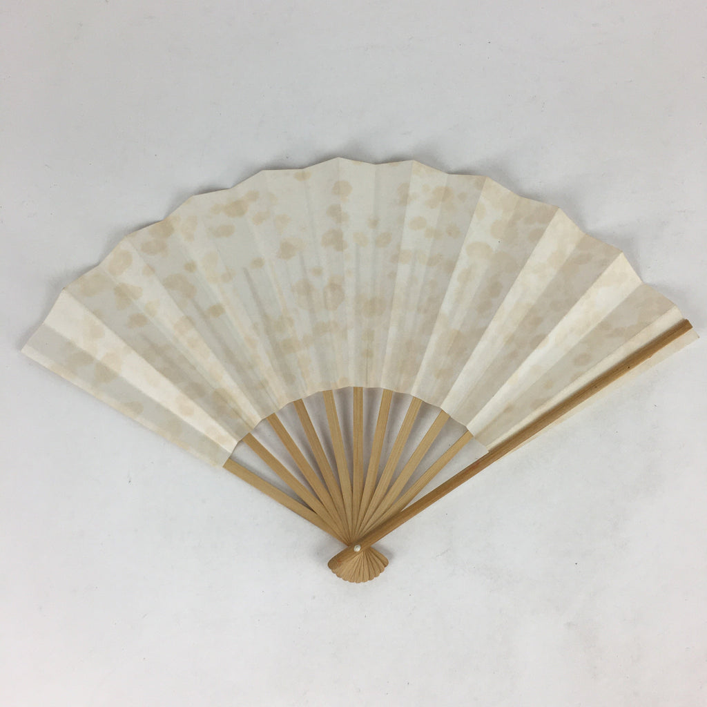 Japanese Folding Fan Vtg Sensu Bamboo Frame White Plain Paper 4D632