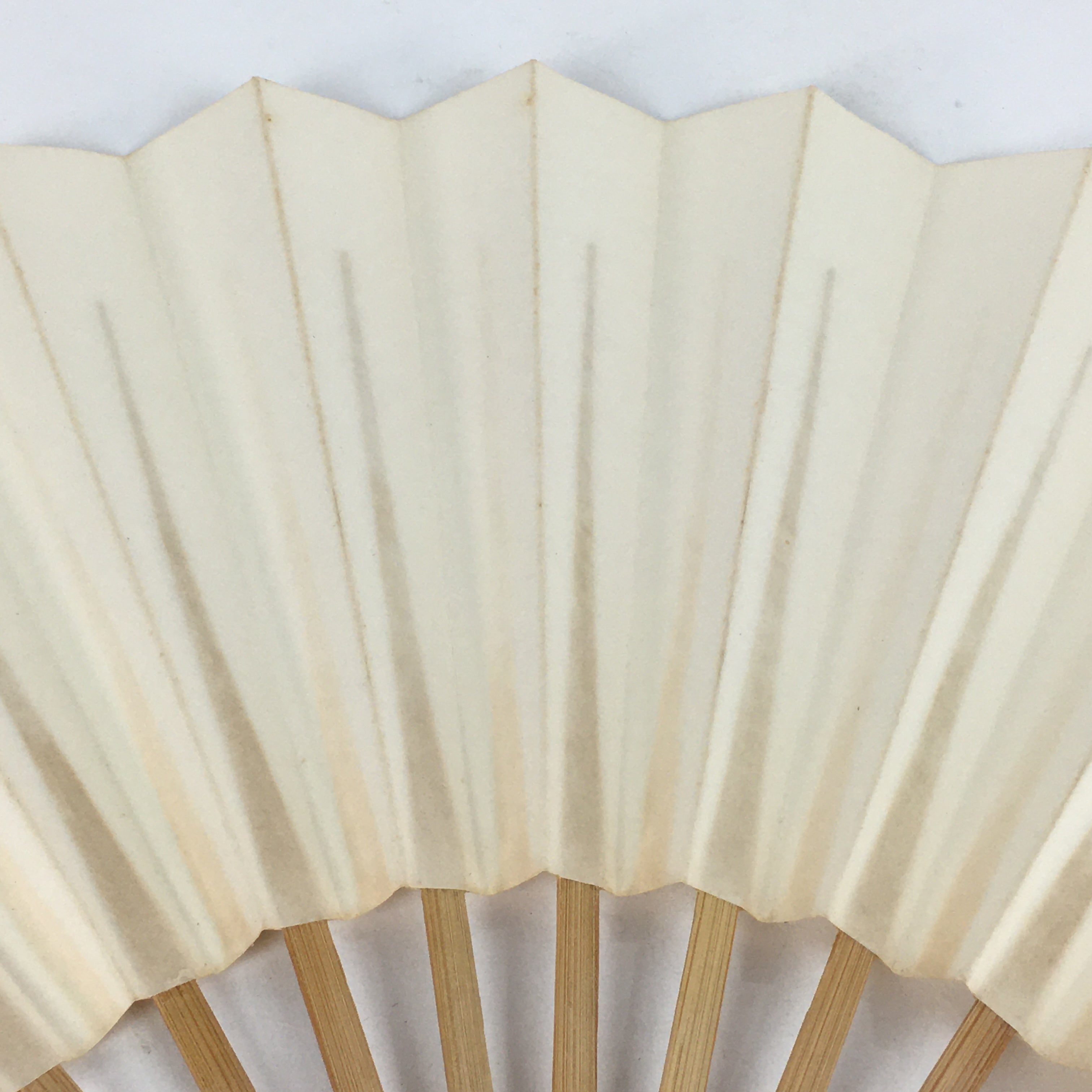 Japanese Folding Fan Vtg Sensu Bamboo Frame White Plain Paper 4D634